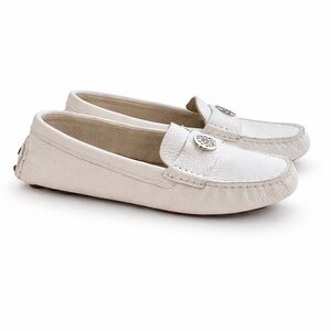 Coach White Leather Loafers Size 5.5 Driving Moccasins Slip On Flats